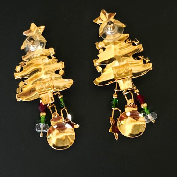 Vintage Lunch at the Ritz LATR Christmas Tree Earrings Post Backs - Picture 9 of 9